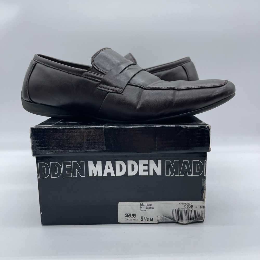 Madden M Saxton Men's Size 9.5 Penny‎ Loafers Brown Slip On Leather Casual Shoes
